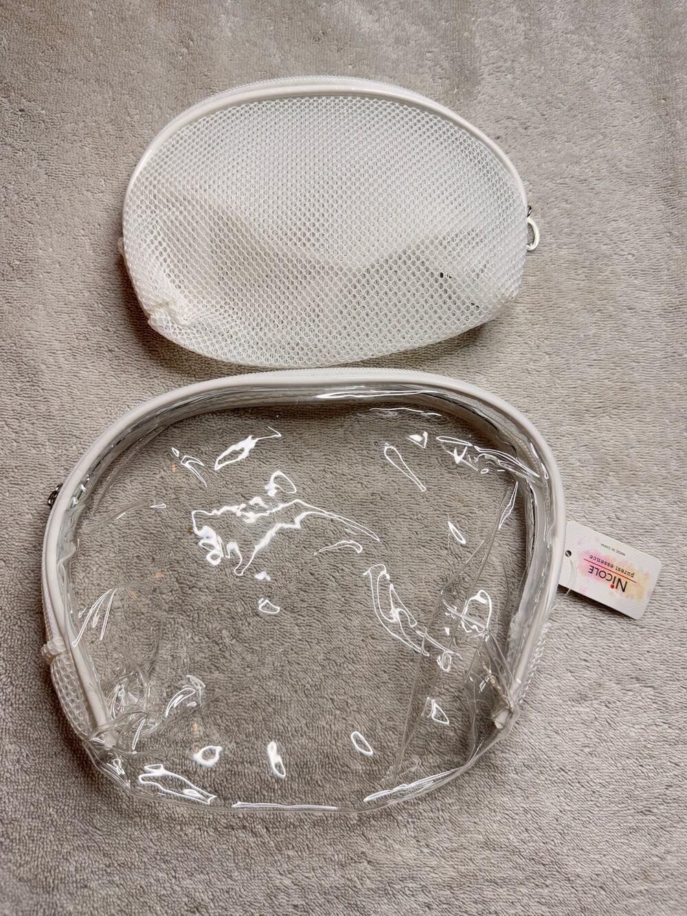 Toiletries Travel make up bag set of 2 sturdy one transparent one mesh